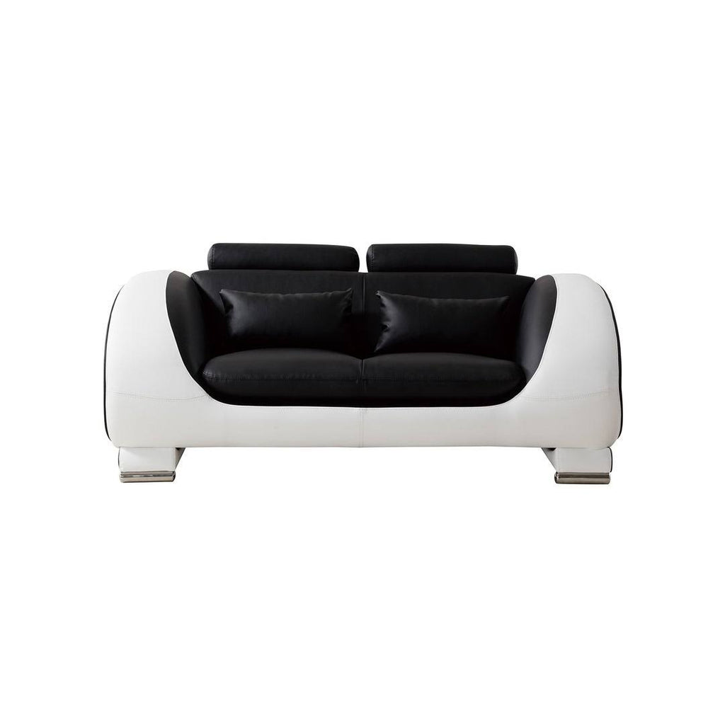 Black and White Bonded Leather Loveseat I149176