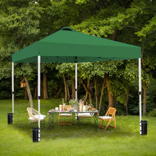 10x10 Pop Up Canopy Tent Waterproof with Wheeled Bag and 4 Sandbags Y3877