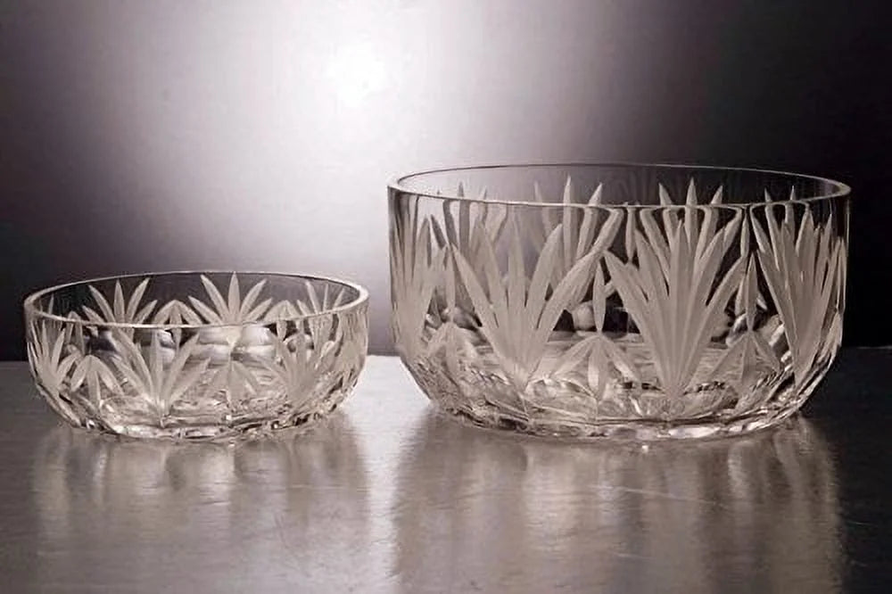 Mouth Blown Large Glass Crystal Serving Bowl J60331