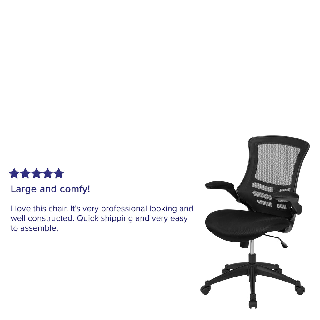 Black Mesh Swivel Ergonomic Task Office Chair with Flip-Up Arms B348