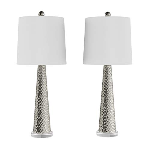 Set of 2 Hammered Glass Table Lamps with LED Bulbs Y647