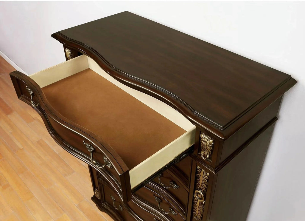 Brown Cherry Solid Wood 3-Drawers Nightstand B501786