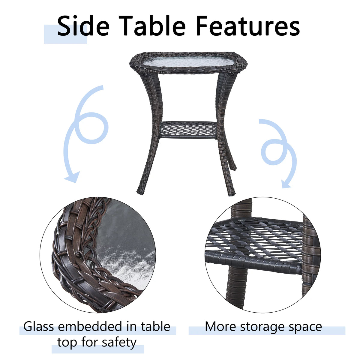 3-Piece Outdoor Swivel Gliders with Side Table V320