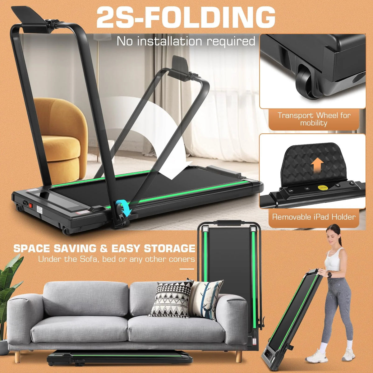2 in 1 Folding Treadmill H589