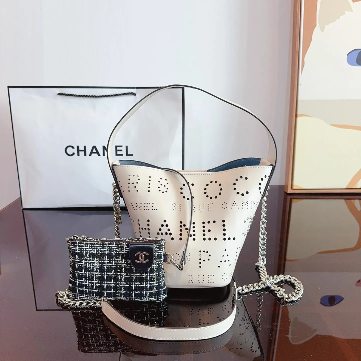 Calfskin Tweed Bucket Bag I4272