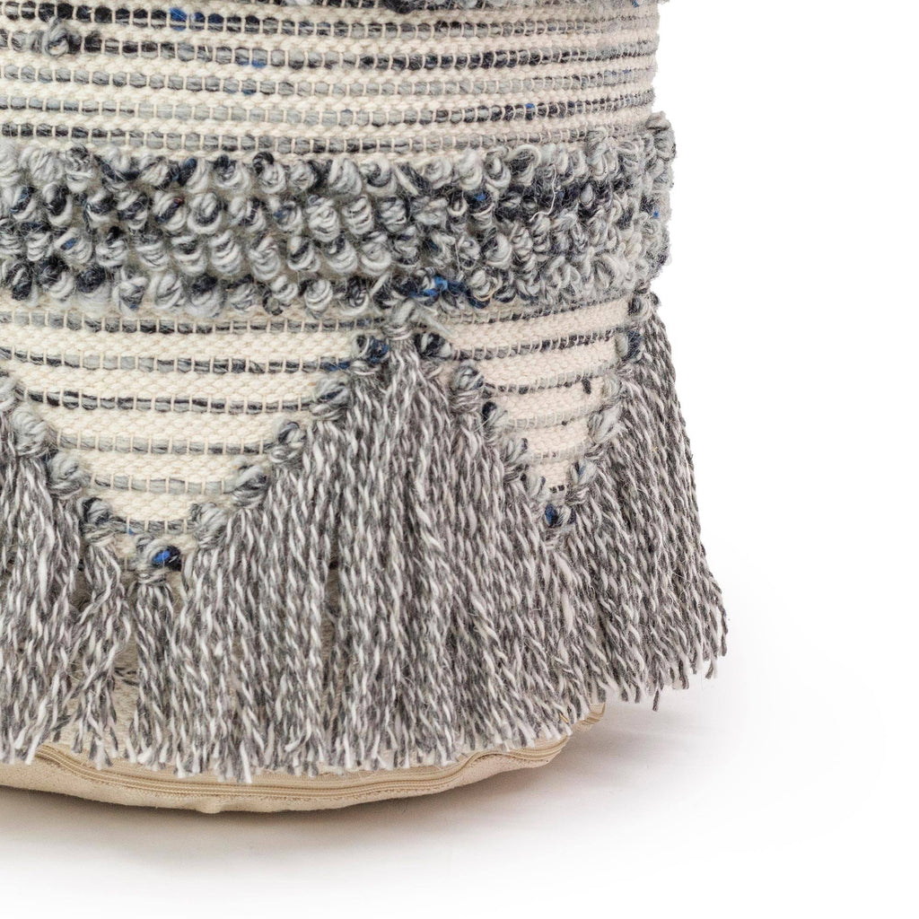 Hand-Woven Boho Floor Pouf Ottoman S84202