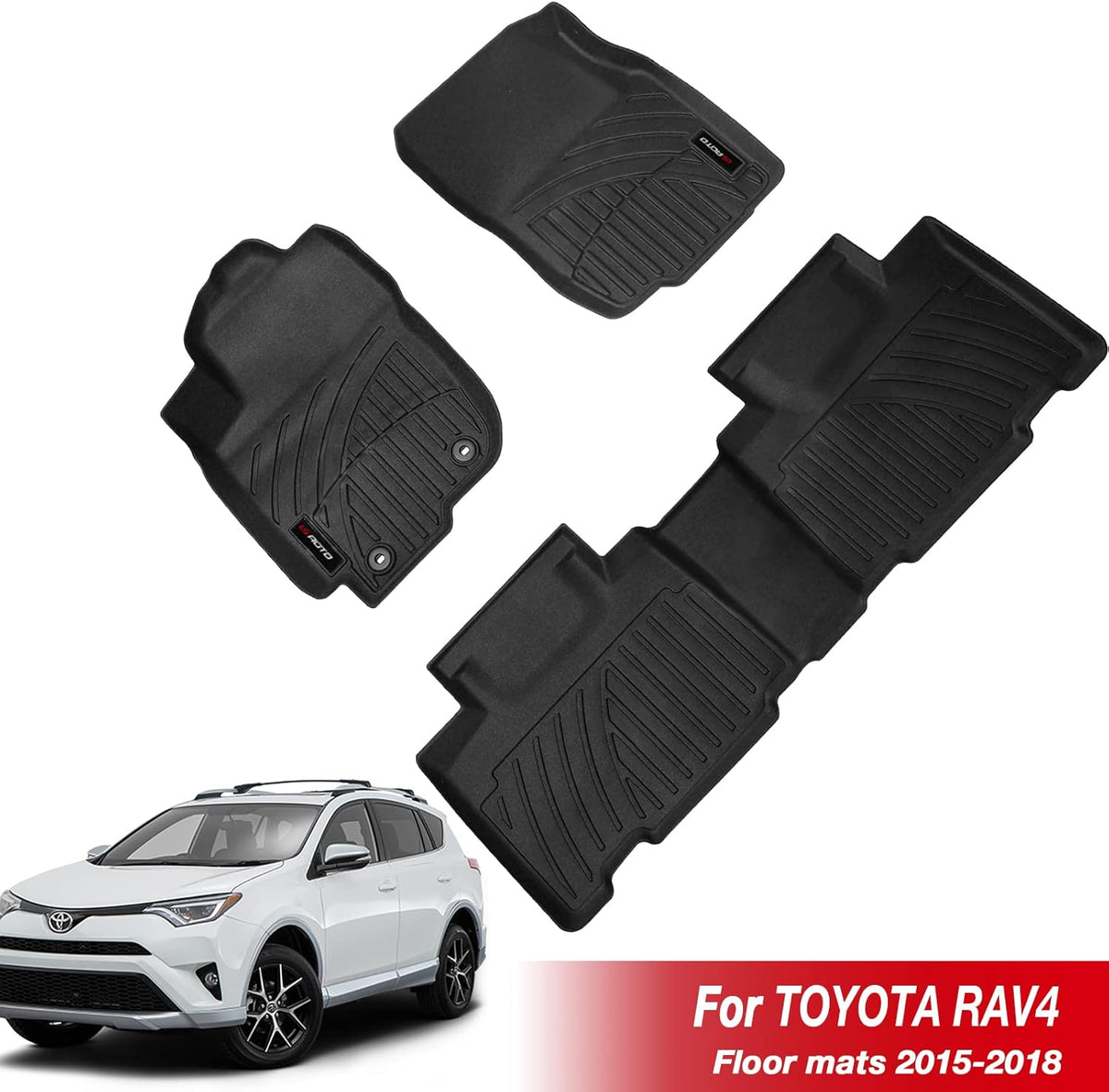 All Weather 3D TPV Floor Liners 1st and 2nd Row Black O597