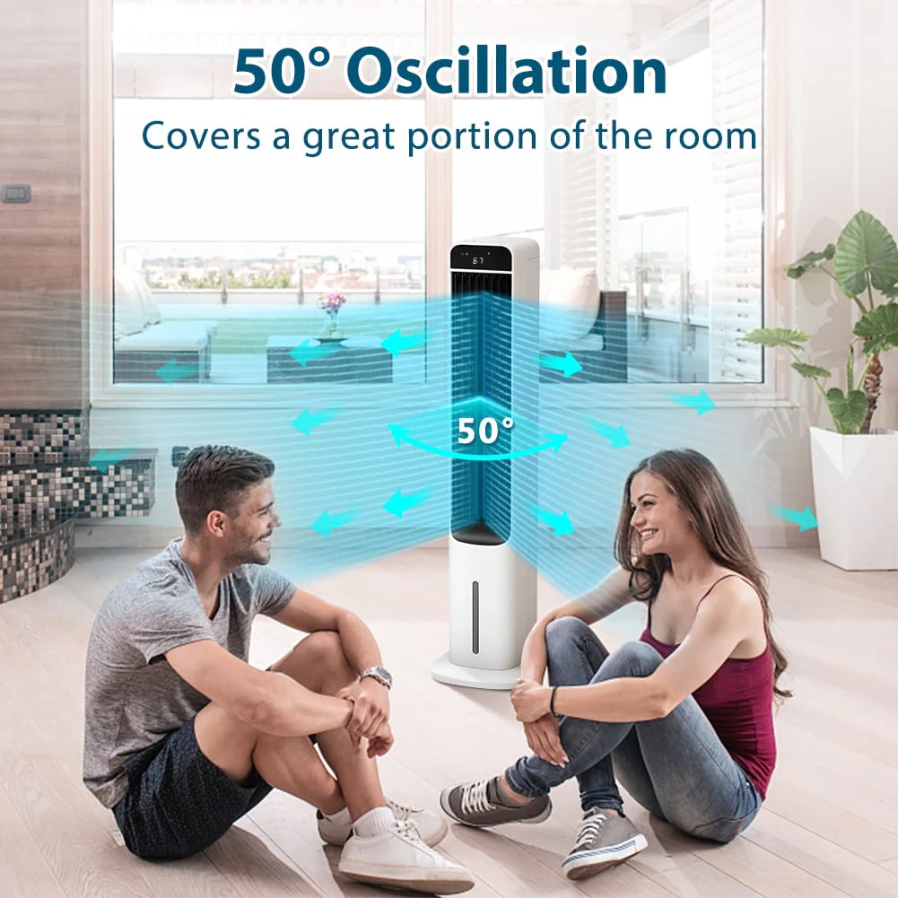 3-in-1 Evaporative Air Cooler Portable Tower Cooling Fan Oscillating White D1750
