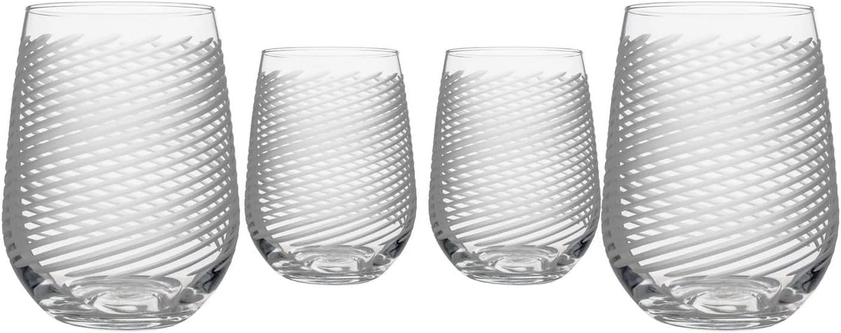 Stemless Wine Glasses Set Of 4 Lead-Free Glass A5424