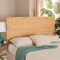 Natural Brown Rattan and Mahogany Wood King Size Headboard D17414