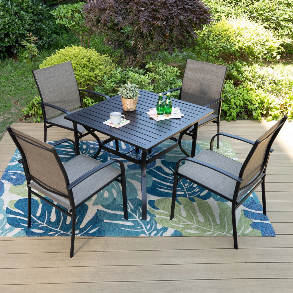 Set of 4 Outdoor Patio Dining Chairs Steel Textilene J70100