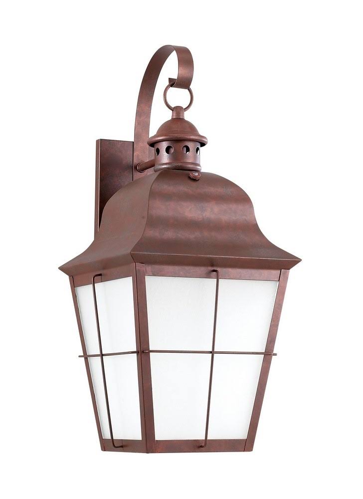 Weathered Copper Outdoor Wall Lantern with Clear Seeded Glass I75527