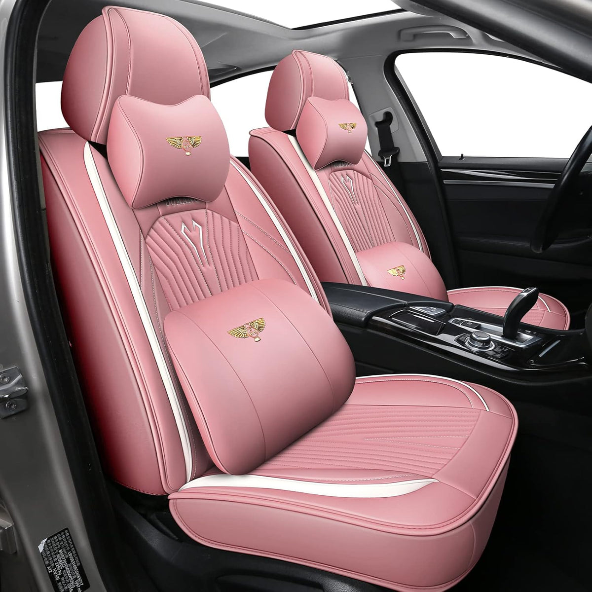 Pink PU Leather Car Seat Covers Full Set G840930