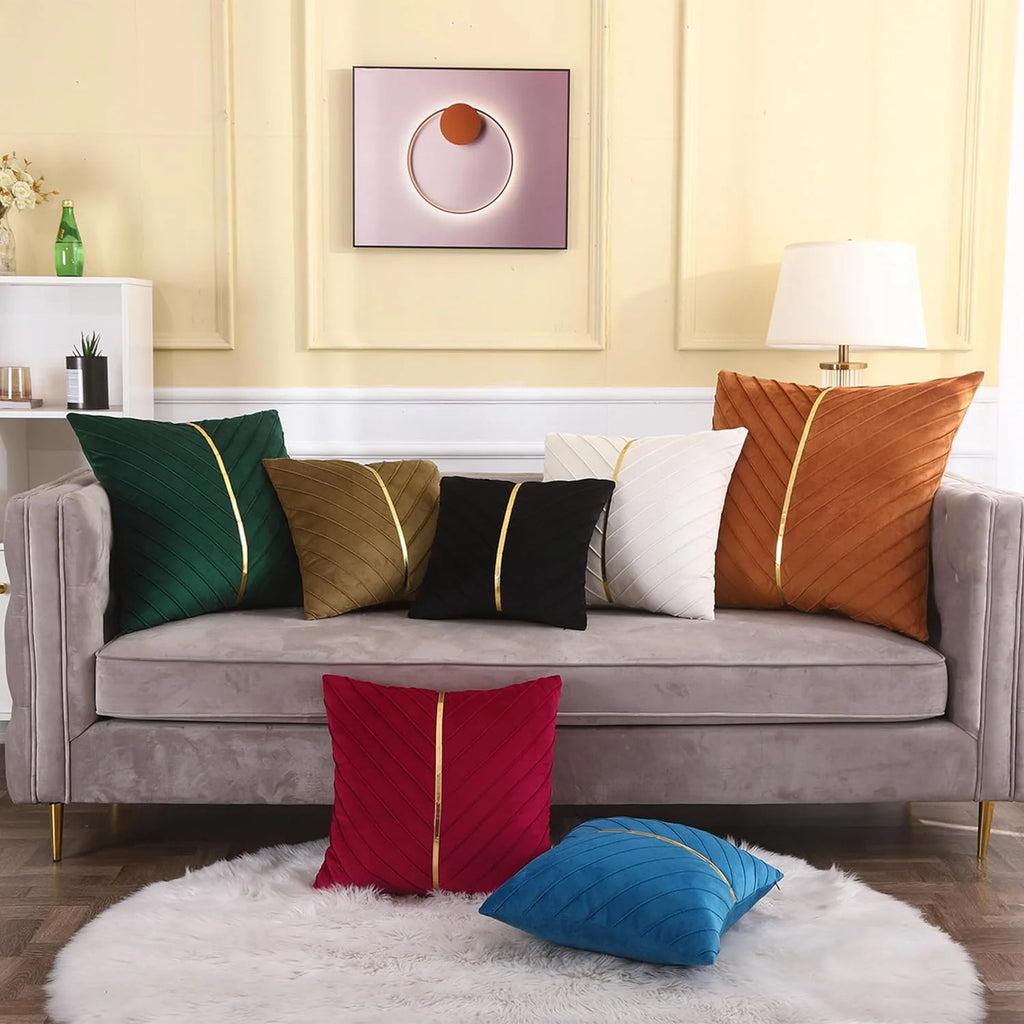 Green Velvet Throw Pillow Covers 22x22 Pack of 2 F3415