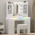 White Vanity Desk with Mirror and Lights J8928