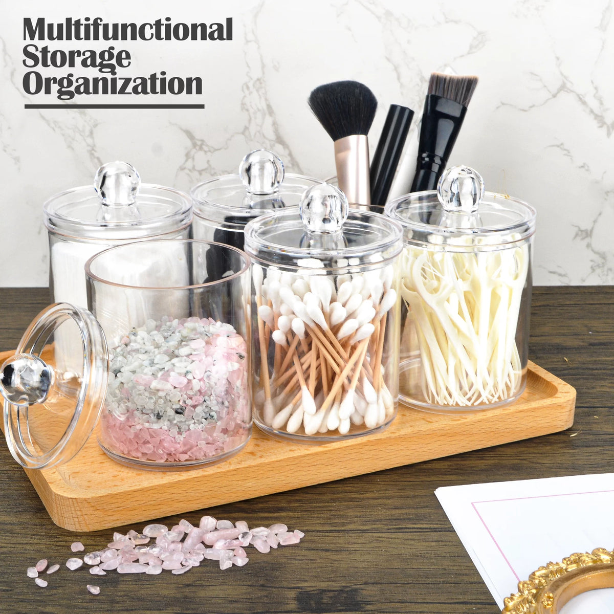 6 Pack Clear Plastic Apothecary Jars with Lids M7055