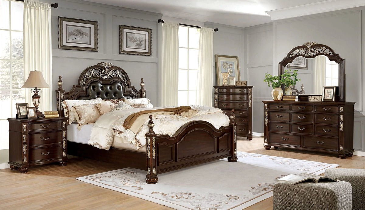 Brown Cherry Solid Wood 3-Drawers Nightstand B501786