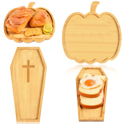 2 Pcs Christmas Tree and Santa Hat Shaped Wooden Serving Platters I87985