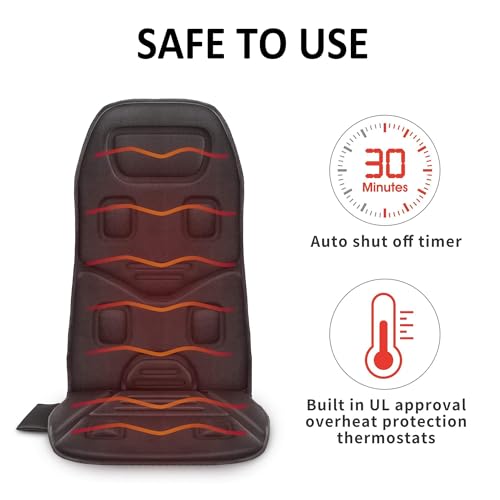 Massage Seat Cushion with Heat 10 Motors Vibration Chair Pad D7727