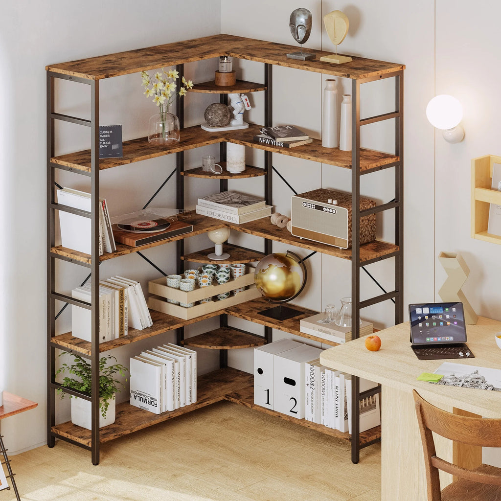 5-Tier Corner Bookcase with Metal Frame P188