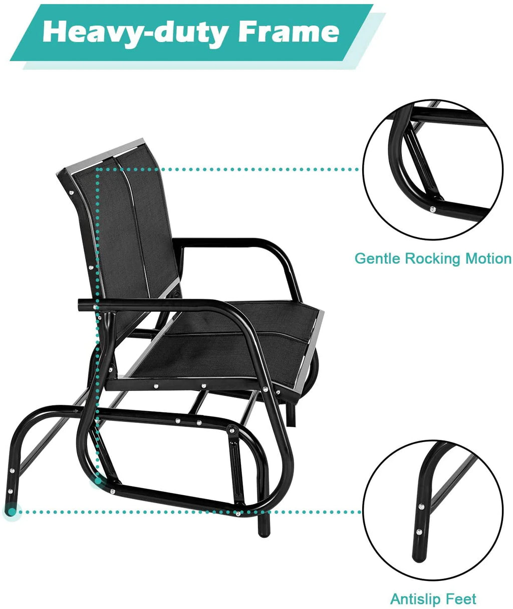 Black Steel Outdoor Glider Bench K419