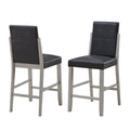 Black Vinyl & Champagne Wood Counter Height Bar Stools Set of 2 L76359