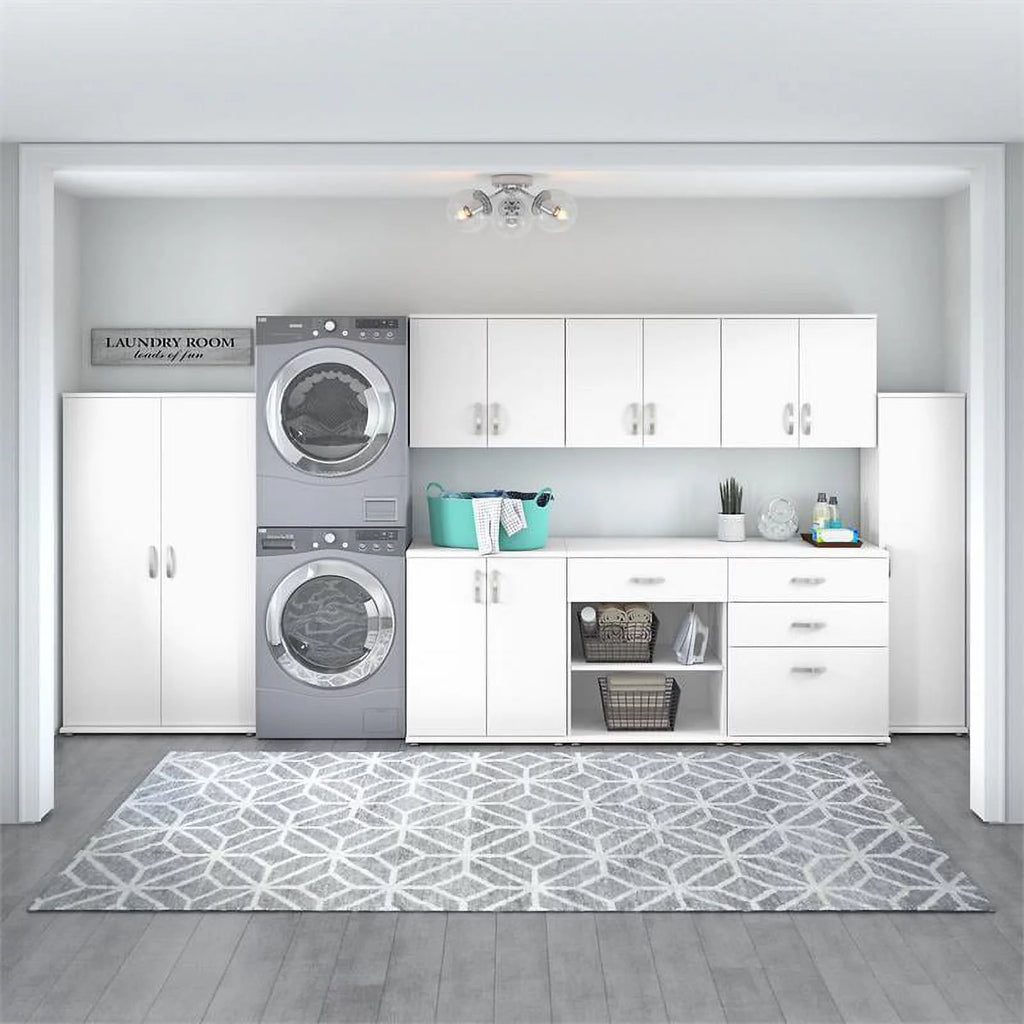 Tall White Linen Cabinet with Doors L231539