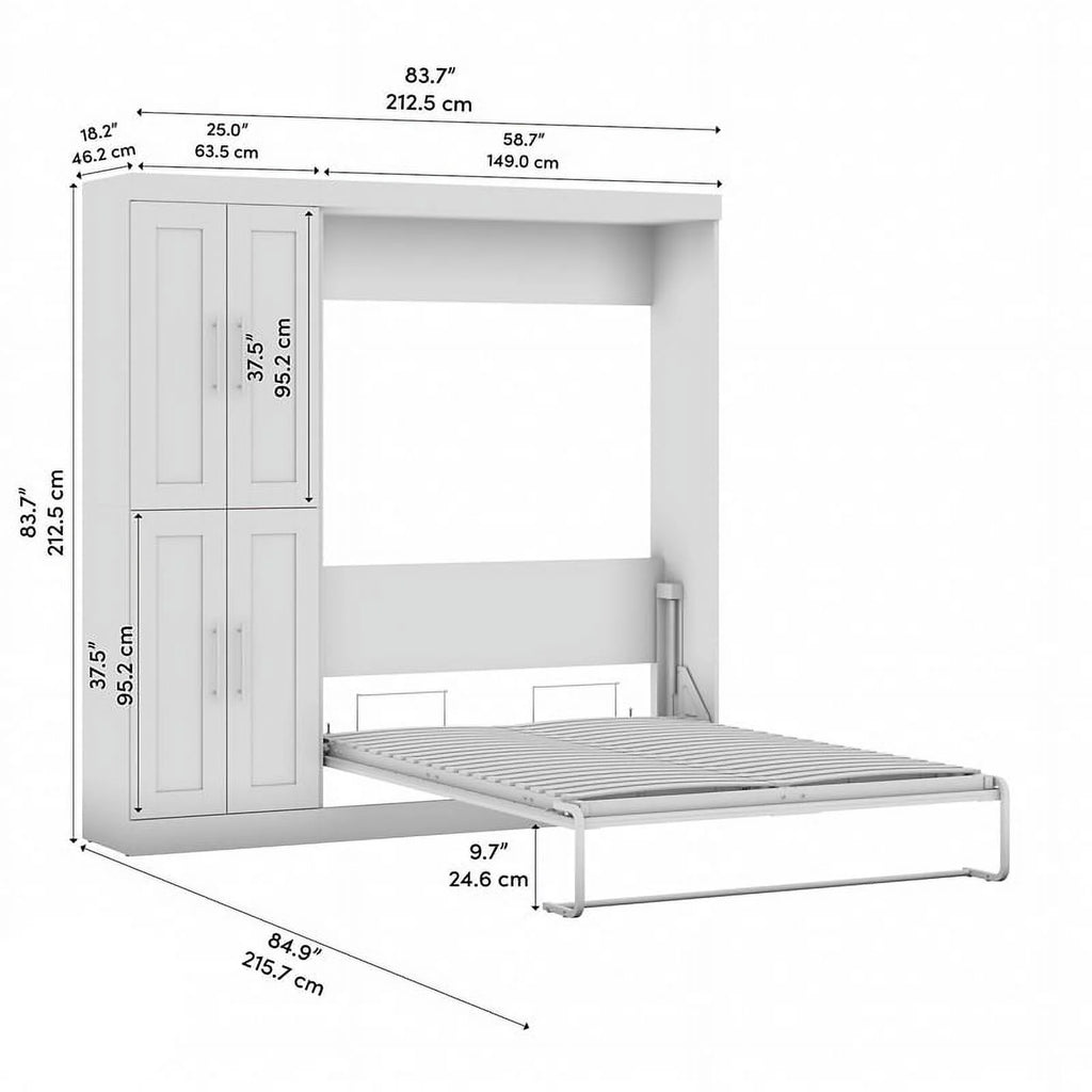 Chocolate Engineered Wood Full Murphy Bed with Closet Organizer C6949