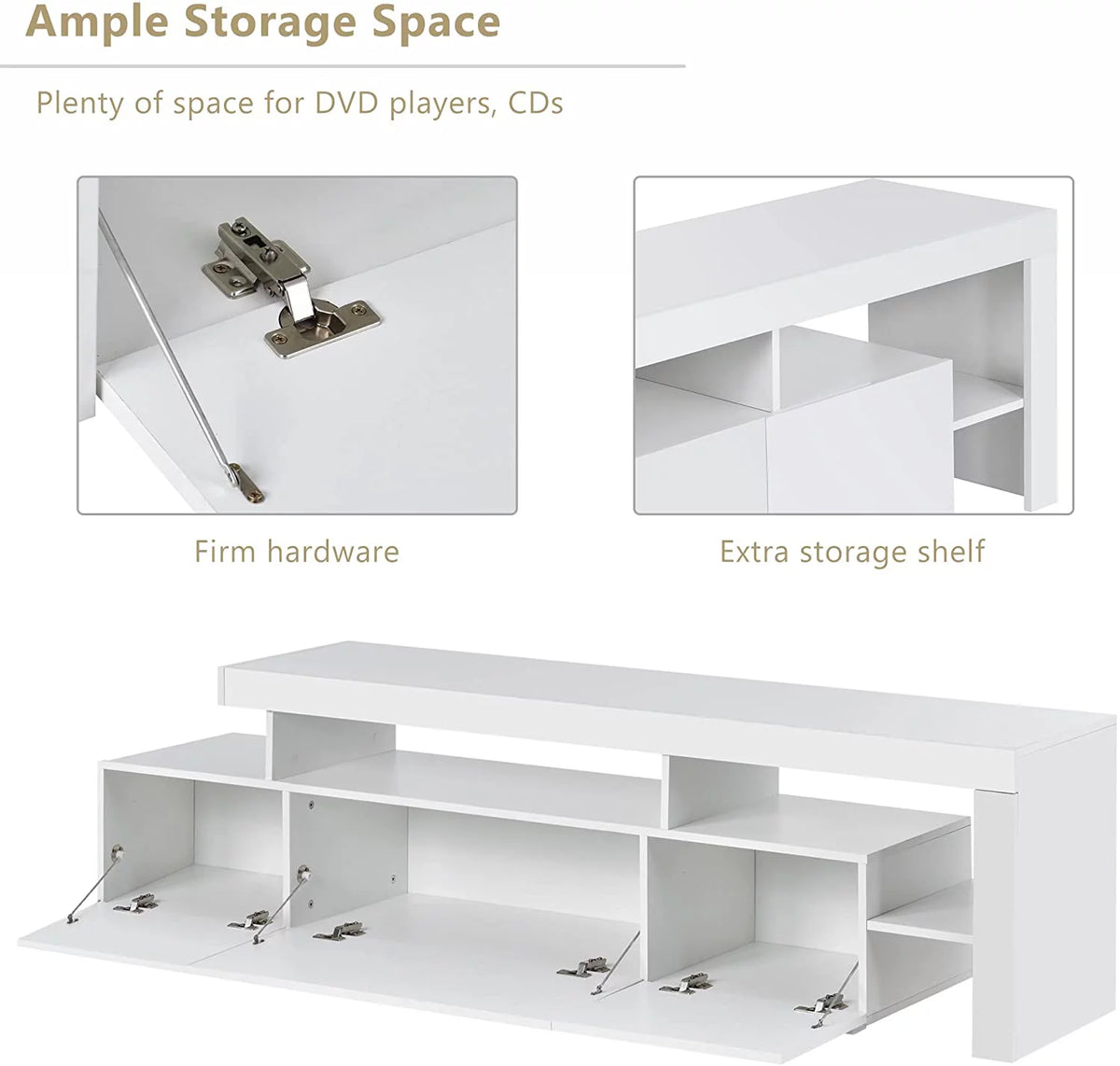 White High Gloss LED TV Stand with Shelf E3894