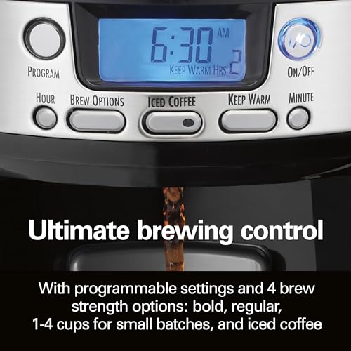 12 Cup Programmable Coffee Maker with 60 oz Removable Reservoir, Black & Stainless Steel N4820