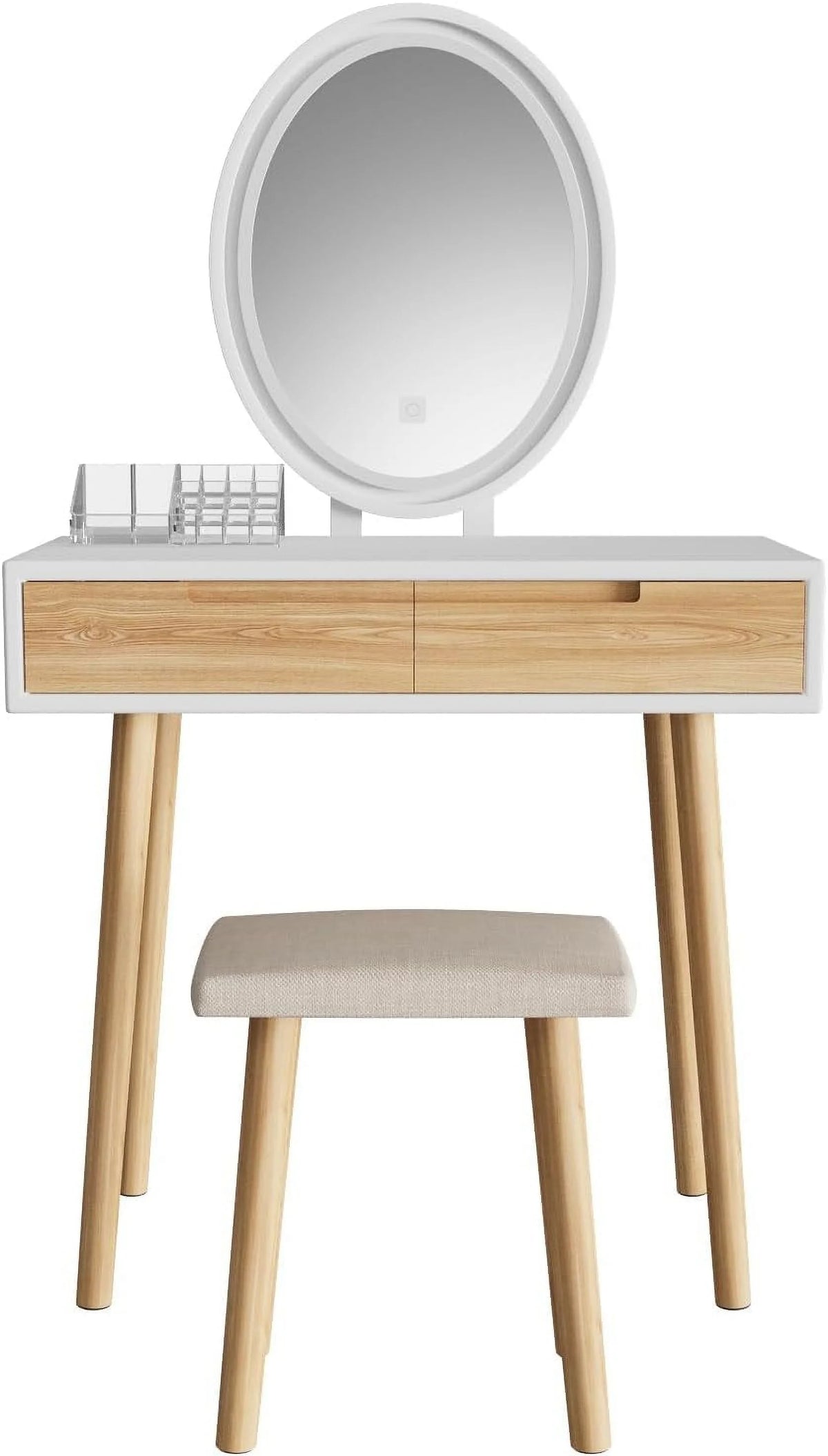 31.5'' Makeup Vanity Desk with Oval Mirror and Stool U9377