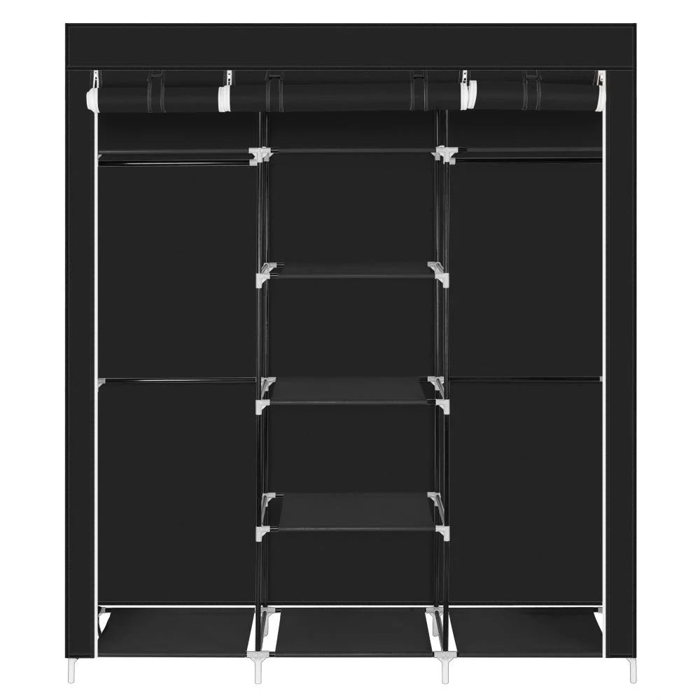 69'' Black Portable Closet Wardrobe with Metal Shelves F847