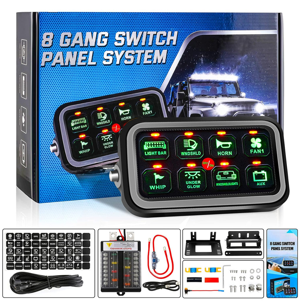 8 Gang Blue LED 12V Switch Panel C6788