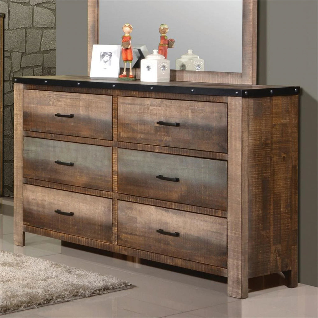 6 Drawer Farmhouse Wood Dresser W278