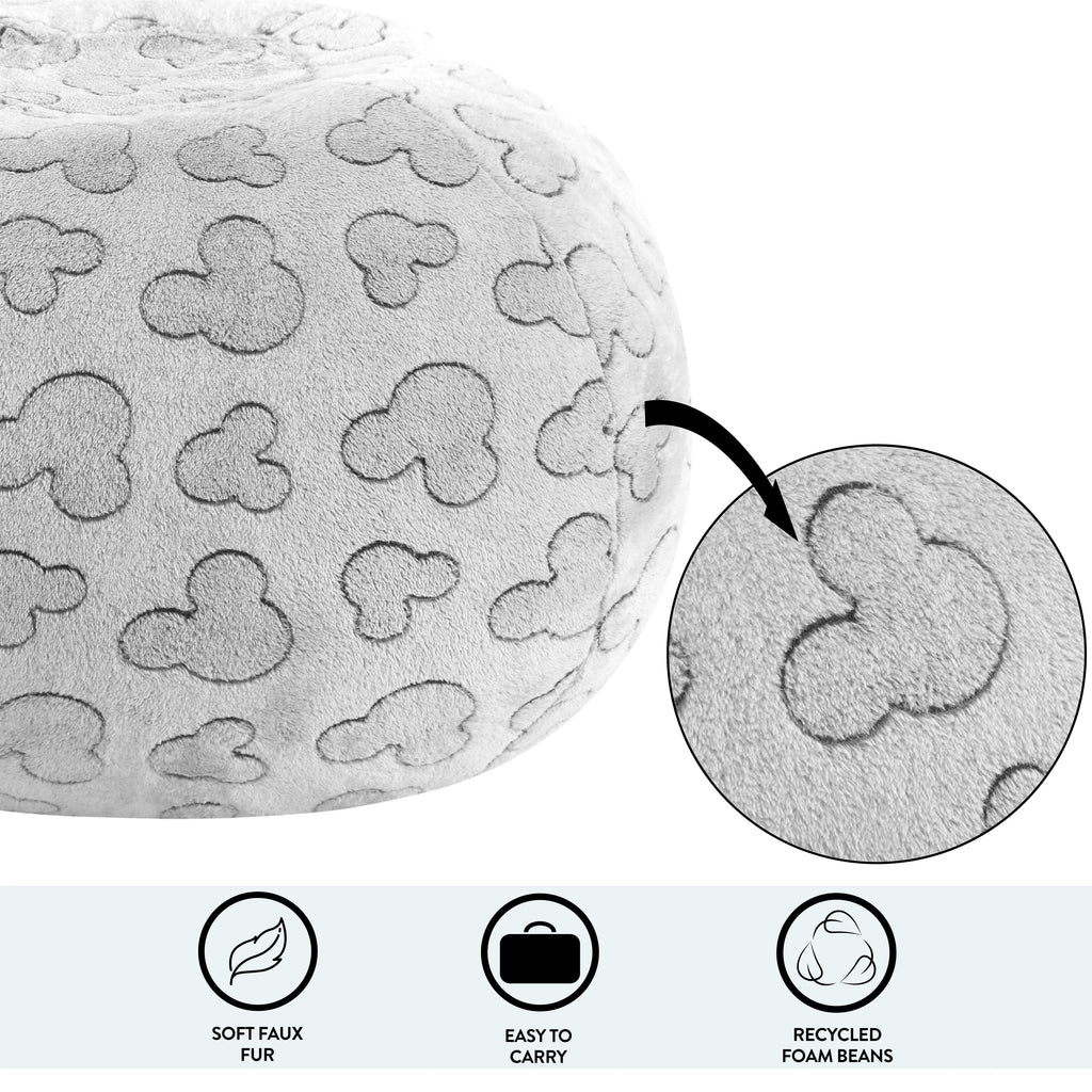 Super Soft Embossed Faux Fur Round Bean Bag Chair N524300