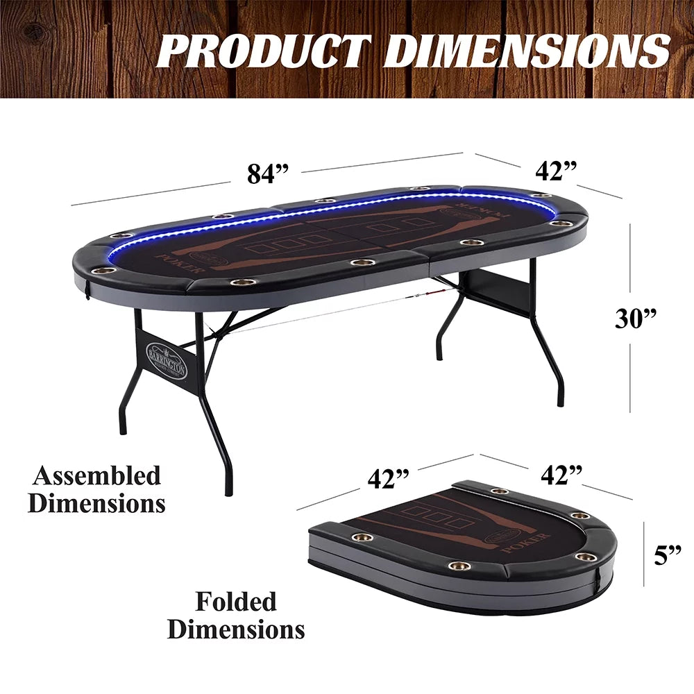 10-Player Poker Table with LED Lights H4794