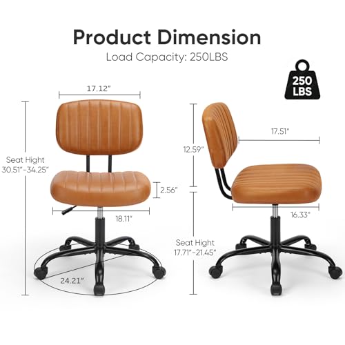 Deep Brown Height Adjustable PU Leather Swivel Office Chair R1393