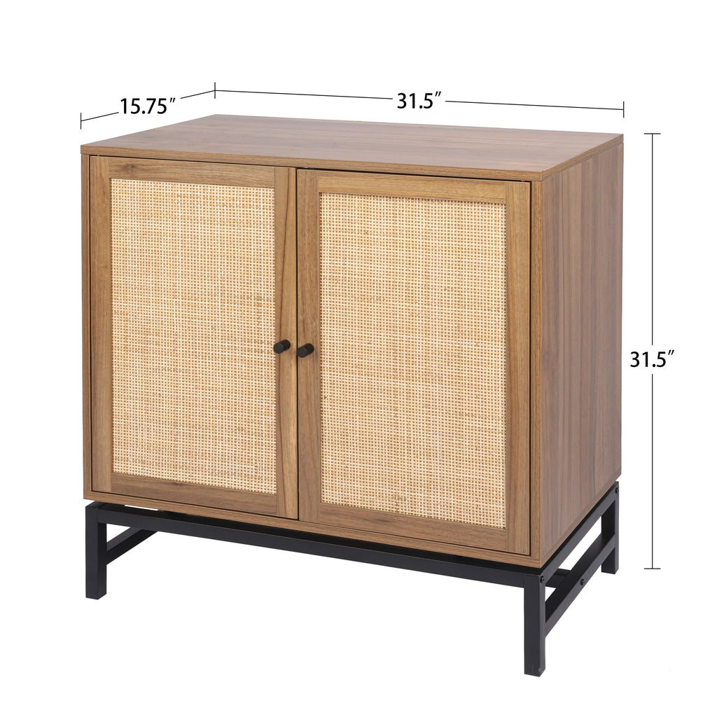 Rattan Storage Cabinet with 2 Doors and 1 Adjustable Shelf P4034