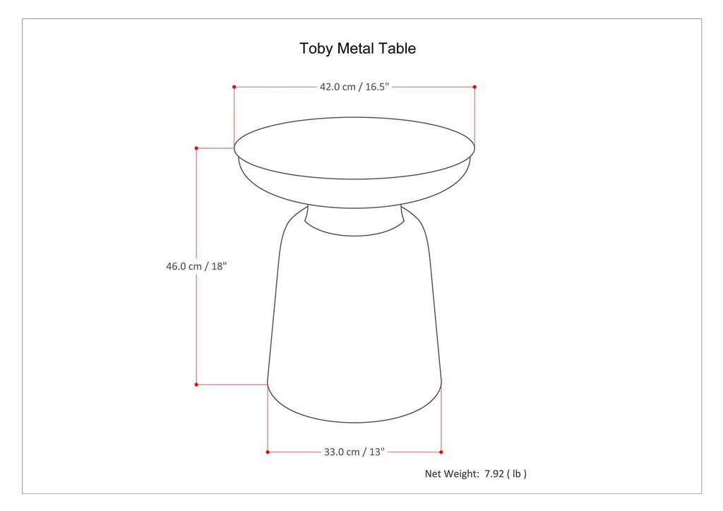 16 inch Metal Accent Side Table B7715
