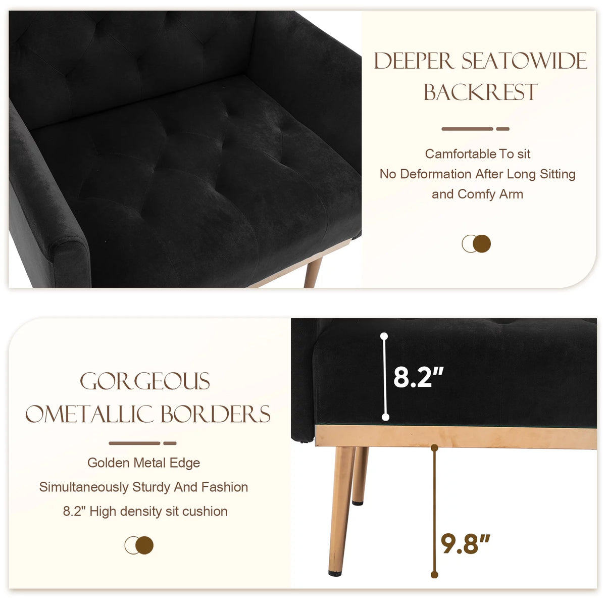 Green Velvet Upholstered Accent Chair with Metal Legs I89394
