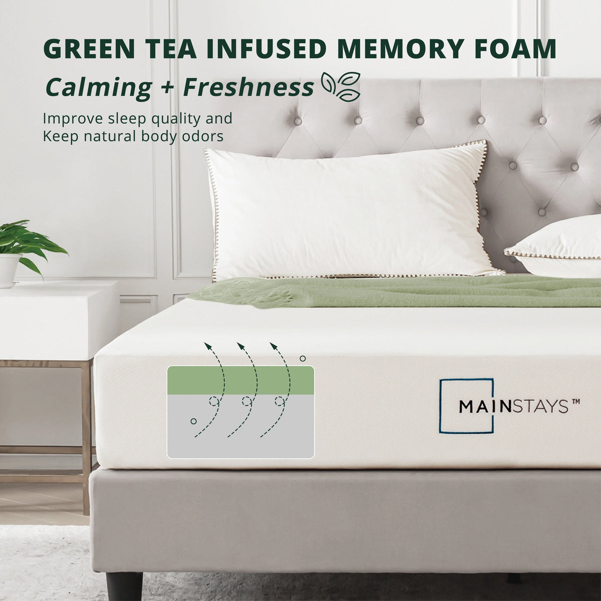 6” Green Tea Infused Memory Foam Mattress, Twin M10800