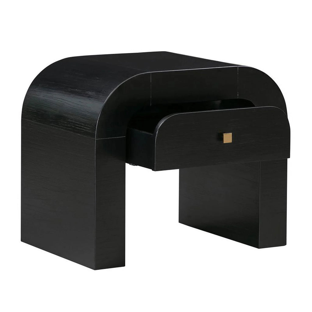 Black Acacia Wood Nightstand R235