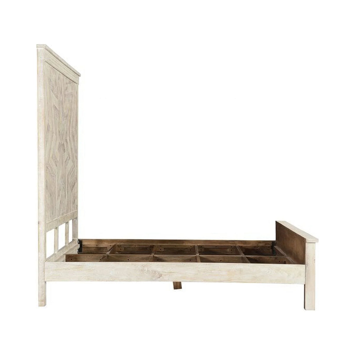 White Solid Wood King Panel Bed P5138