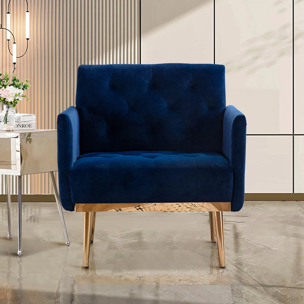Green Velvet Upholstered Accent Chair with Metal Legs I89394