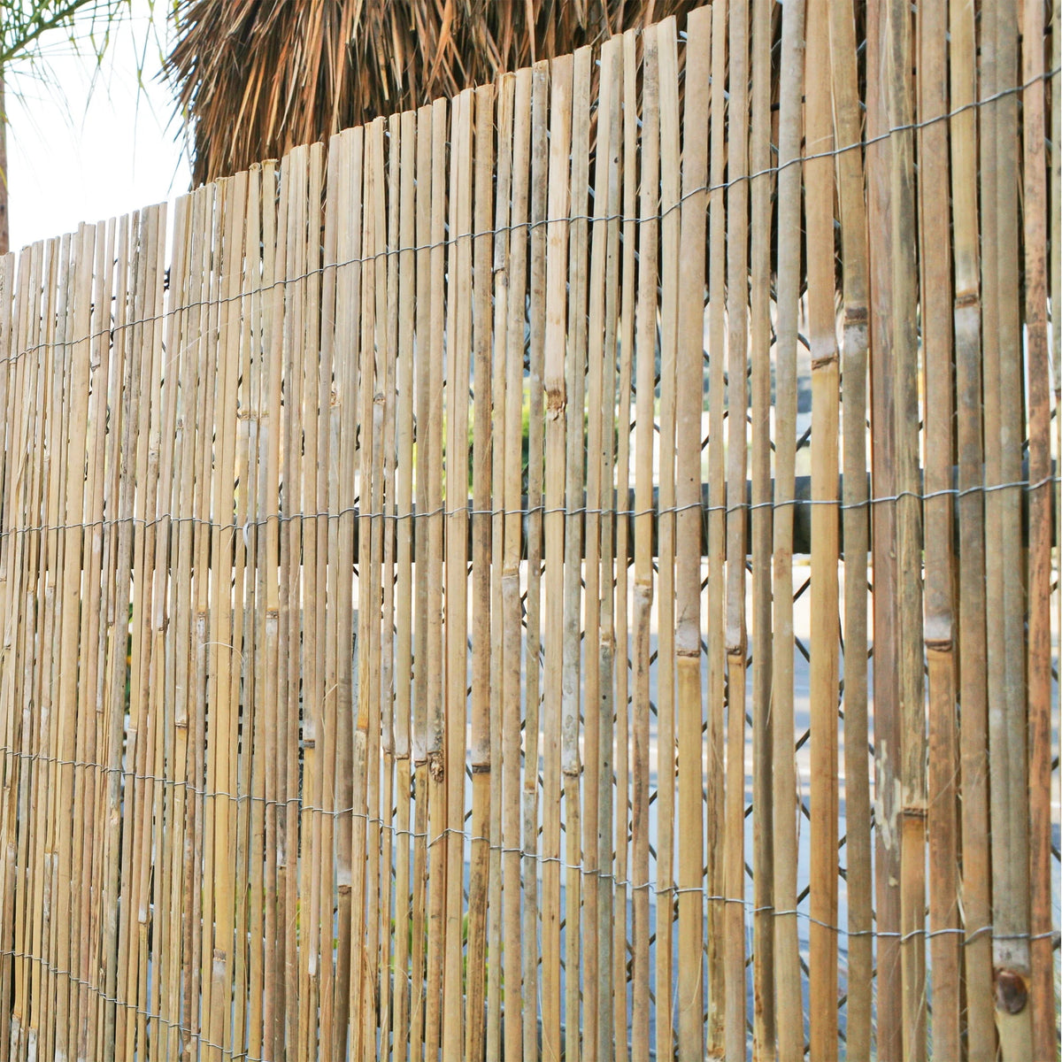 Natural Raw Split Bamboo Slat Fence 6 ft H x 6 ft L 2-Pack G9410