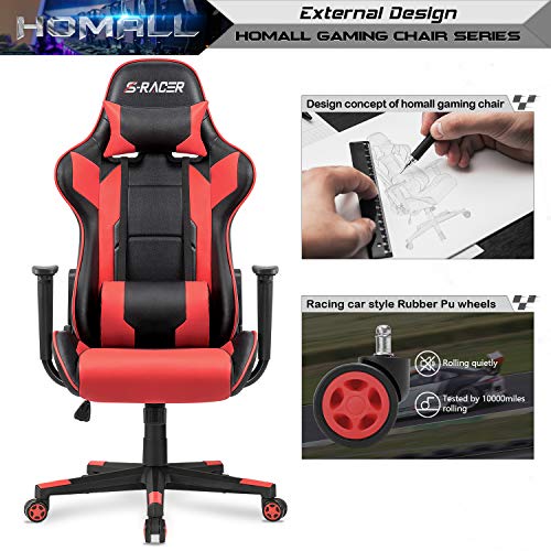 White Ergonomic Leather Gaming Chair with Headrest and Lumbar Support X229