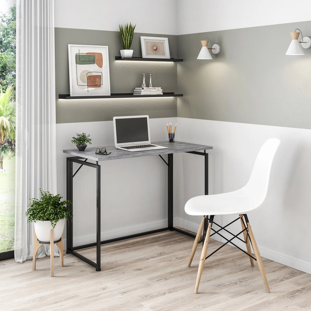 40" W Folding Computer Desk, Grey X35540