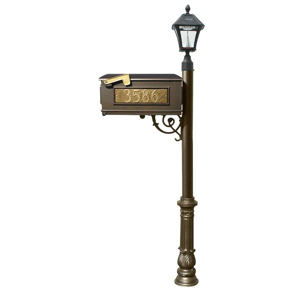 Bronze Mailbox Post System with Solar Lamp M815073