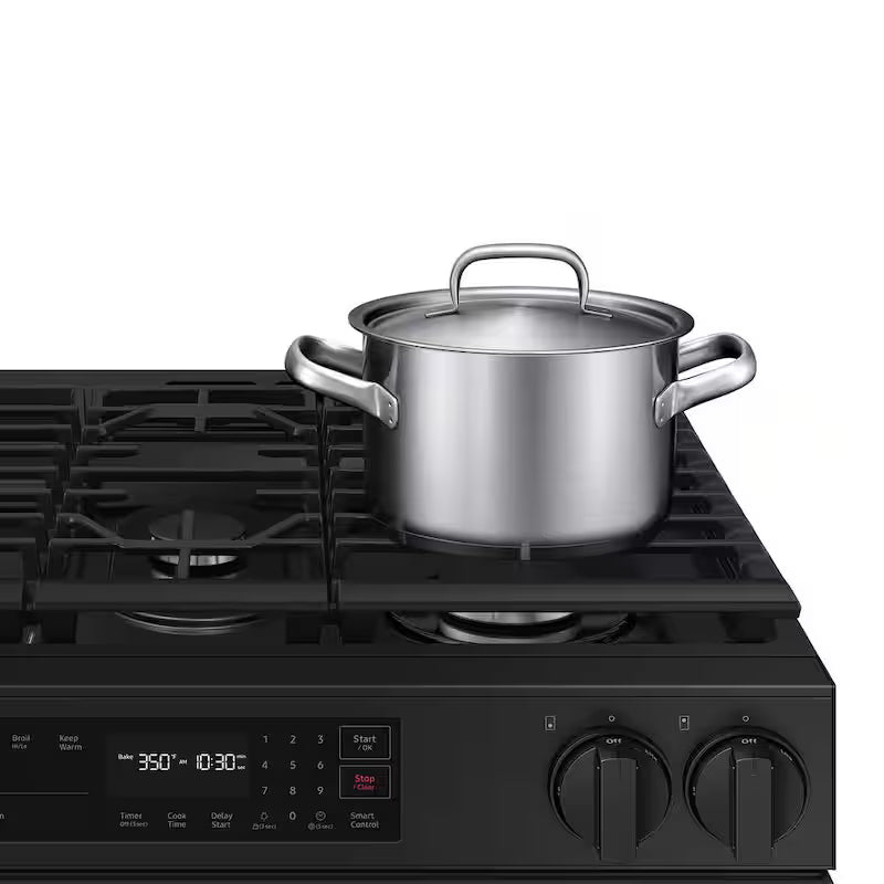 30 in. 5 Burner Smart Slide-In Gas Range in Matte Black Steel Q256