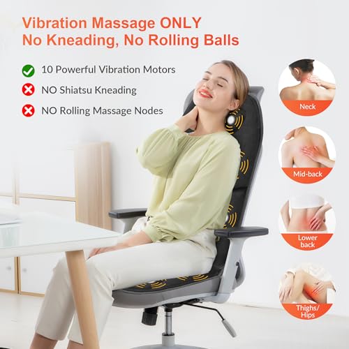 Massage Seat Cushion with Heat 10 Motors Vibration Chair Pad D7727